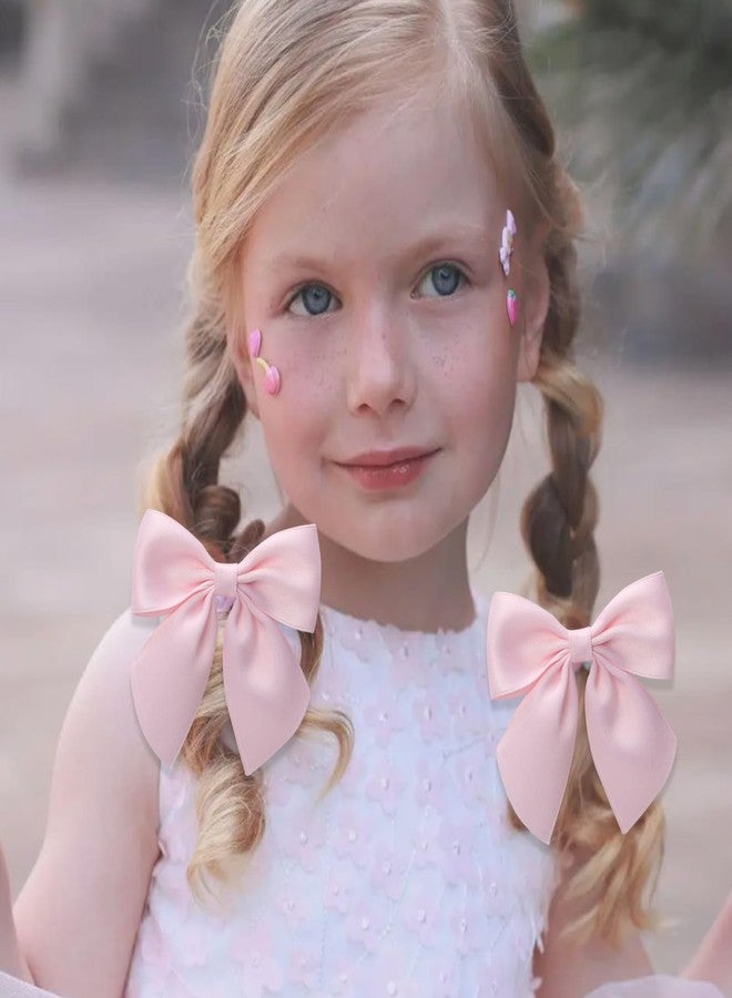 Zolyco 3.5 Inch Cheer Bow Clips for Women Girls Thick Ribbon Boutique Alligator Clips with Tails Hair Accessories for Older Kids Children Young Girls 2 Pcs (Light Pink) - Image 3